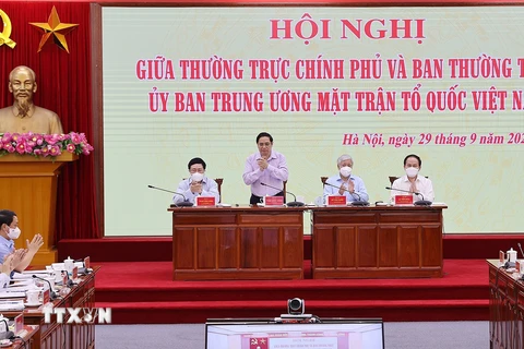 Thủ tướng Phạm Minh Chính tại hội nghị. (Ảnh: Dương Giang/TTXVN)