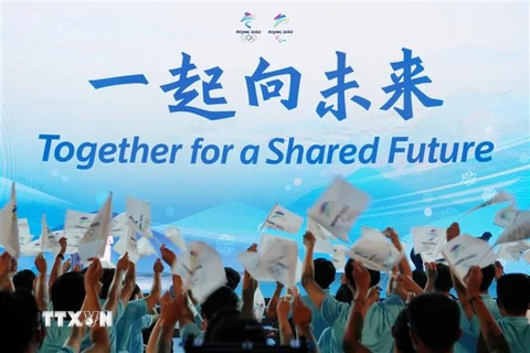 Lễ công bố khẩu hiệu chính thức Olympic mùa Đông Bắc Kinh 2022 ở Bảo tàng Thủ đô Bắc Kinh, Trung Quốc ngày 17/9/2021. (Ảnh: THX/TTXVN)