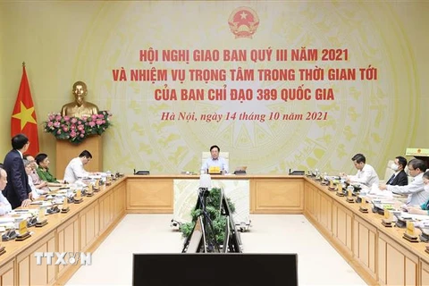 Phó Thủ Tướng thường trực Phạm Bình Minh chủ trì hội nghị. (Ảnh: Dương Giang/TTXVN)