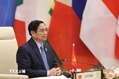Thủ tướng Phạm Minh Chính phát biểu tại Hội nghị cấp cao ASEAN lần thứ 39. (Ảnh: Dương Giang/TTXVN)