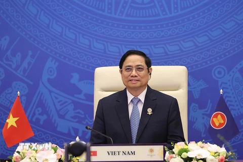 Thủ tướng Phạm Minh Chính phát biểu tại Hội nghị. (Ảnh: Dương Giang/TTXVN)