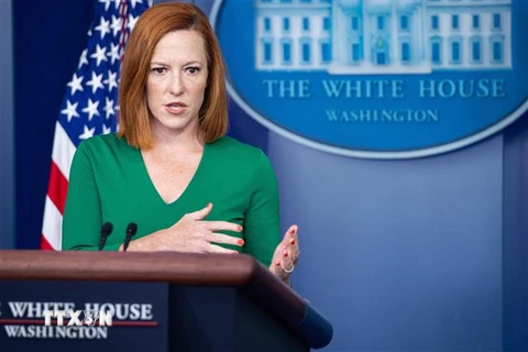 Người phát ngôn Nhà Trắng Jen Psaki trong cuộc họp báo ở Washington, DC ngày 6/8. (Ảnh: AFP/TTXVN)