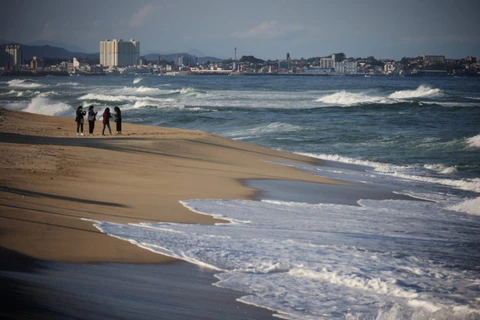 Khu vực từng là một bãi cát dài tại bãi biển Sacheonjin. (Nguồn: Reuters)