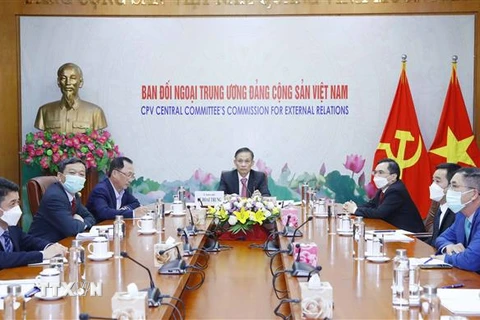 Đoàn đại biểu Đảng cộng sản Việt Nam dự Hội nghị trực tuyến. (Ảnh: Phương Hoa/TTXVN)