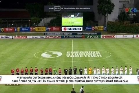 Ở các trận đấu tới của tuyển Việt Nam tại AFF Cup 2020, phần tiếng nhạc Quốc ca trong nghi lễ trước trận sẽ không bị tắt. (Ảnh: Chụp màn hình) 