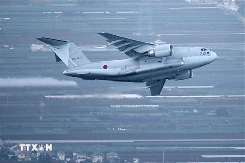 Máy bay vận tải C-2 của Lực lượng Phòng vệ Nhật Bản (SDF). (Ảnh: Kyodo/TTXVN)