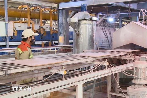 Dây chuyền sản xuất của Công ty cổ phần ngói cao cấp Amado, Khu Tam Dương Tam Dương II, tỉnh Vĩnh Phúc. (Ảnh minh họa: Nguyễn Thảo/TTXVN)