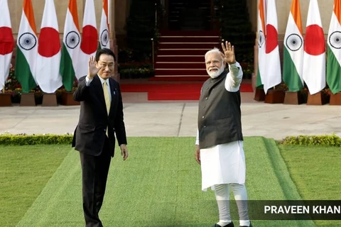 Thủ tướng Ấn Độ Narendra Modi và Thủ tướng Nhật Bản Fumio Kishida. (Nguồn: indianexpress.com)