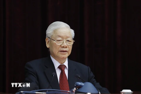 Tổng Bí thư Nguyễn Phú Trọng phát biểu khai mạc Hội nghị. (Ảnh: Phương Hoa/TTXVN)