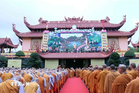 Quang cảnh Đại lễ Phật đản Phật lịch 2566 - dương lịch 2022 tại Thành phố Hồ Chí Minh. (Ảnh: Xuân Khu/TTXVN)
