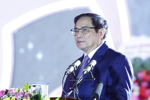 Thủ tướng Phạm Minh Chính phát biểu tại Lễ kỷ niệm. (Ảnh: Văn Điệp/TTXVN)