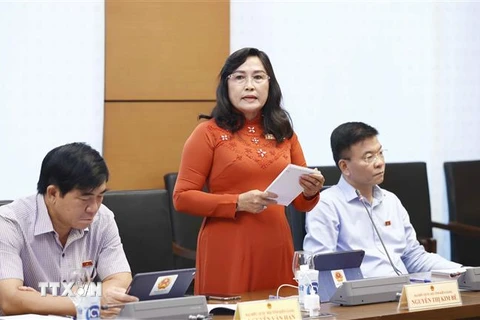 Đại biểu Quốc hội tỉnh Kiên Giang Nguyễn Thị Kim Bé phát biểu. (Ảnh: Doãn Tấn/TTXVN)