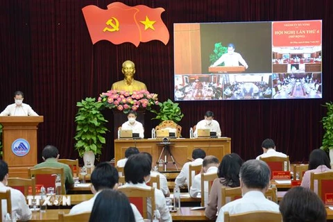 Quang cảnh Hội nghị Ban chấp hành Đảng bộ thành phố Đà Nẵng lần thứ 4. (Ảnh: Quốc Dũng/TTXVN)