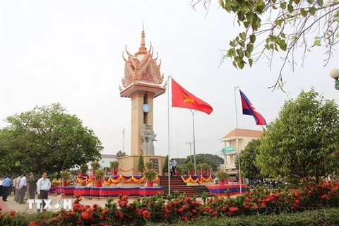 Lễ khánh thành Đài Hữu nghị Việt Nam - Campuchia tại tỉnh Kampong Cham, ngày 28/1/2020. (Ảnh: TTXVN phát)