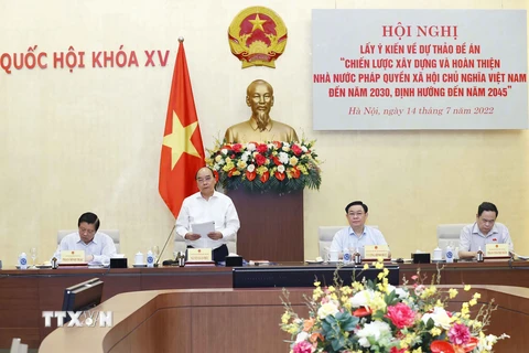 Chủ tịch nước Nguyễn Xuân Phúc, Trưởng Ban Chỉ đạo xây dựng Đề án phát biểu. 