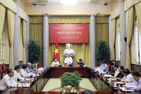 Chủ tịch nước Nguyễn Xuân Phúc, Trưởng ban Chỉ đạo xây dựng Đề án phát biểu tại Phiên họp. (Ảnh: Thống Nhất/TTXVN)