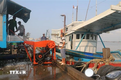 Tàu đánh bắt tại cảng cá Tân Phước, xã Phước Tỉnh, huyện Long Điền, Bà Rịa-Vũng Tàu chuẩn bị cho đánh bắt xa bờ. (Ảnh: Hoàng Nhị/TTXVN)