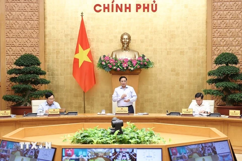 Thủ tướng Phạm Minh Chính chủ trì Phiên họp Chính phủ thường kỳ tháng 7 năm 2022. (Ảnh: Dương Giang/TTXVN)