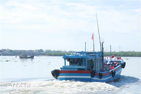Ngư dân Quảng Trị đưa tàu cá công suất lớn ra khơi. (Ảnh: Nguyên Lý/TTXVN)