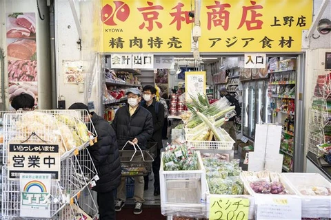 Người dân mua sắm tại một cửa hàng ở Tokyo, Nhật Bản. (Ảnh: AFP/TTXVN)
