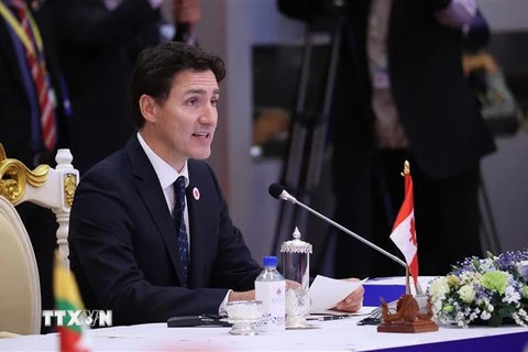 Thủ tướng Canada Justin Trudeau dự Hội nghị Cấp cao kỷ niệm ASEAN-Canada. (Ảnh: Dương Giang/TTXVN)