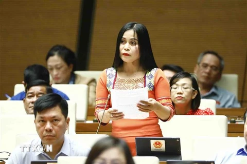 Đại biểu Quốc hội tỉnh Gia Lai Rơ Châm H’Phik phát biểu. (Ảnh minh họa: Minh Đức/TTXVN)