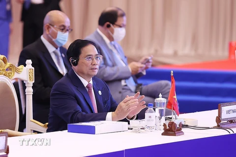 Thủ tướng Phạm Minh Chính dự Phiên toàn thể Hội nghị cấp cao ASEAN lần thứ 40. (Ảnh: Dương Giang/TTXVN)
