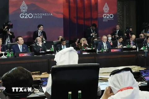 Các nhà lãnh đạo tham dự Hội nghị thượng đỉnh G20 ở Bali, Indonesia, ngày 15/11. (Ảnh: YONHAP/TTXVN)