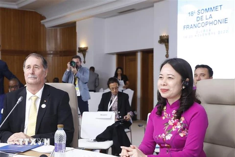 Phó Chủ tịch nước Võ Thị Ánh Xuân dự khai mạc Hội nghị Cấp cao Pháp ngữ lần thứ 18. (Ảnh: Lâm Khánh/TTXVN)