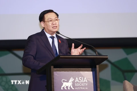 Chủ tịch Quốc hội Vương Đình Huệ phát biểu tại Diễn đàn hợp tác kinh tế Việt Nam- Australia. 