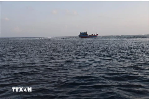 Một tàu cá của Quảng Ngãi gặp nạn trên biển. (Ảnh minh họa: TTXVN phát)