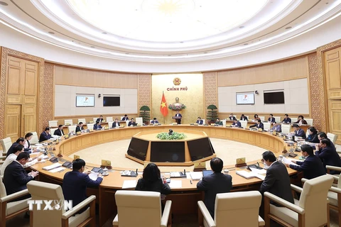 Phiên họp Chính phủ chuyên đề xây dựng pháp luật tháng 12 năm 2022. Ảnh: Dương Giang-TTXVN