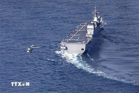 Tàu của Lực lượng Phòng vệ biển Nhật Bản. (Ảnh: Kyodo/TTXVN)