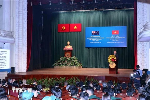 Lễ kỷ niệm 50 năm thiết lập quan hệ ngoại giao Việt Nam-Australia tại TP.HCM. (Ảnh: Xuân Khu/TTXVN)