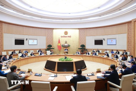 Phiên họp Chính phủ thường kỳ tháng 2. (Ảnh: Dương Giang/TTXVN)