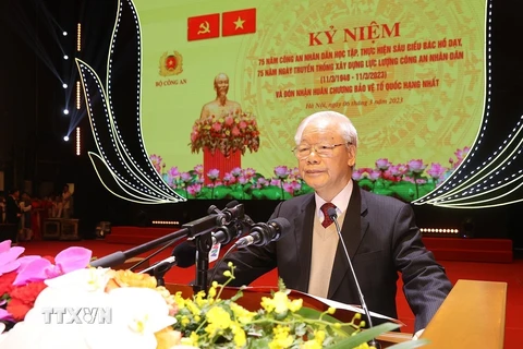 Tổng Bí thư Nguyễn Phú Trọng phát biểu chỉ đạo. (Ảnh: Trí Dũng/TTXVN)
