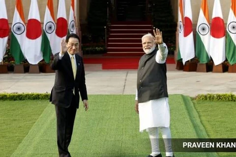 Thủ tướng Ấn Độ Narendra Modi và người đồng cấp Nhật Bản Fumio Kishida. (Nguồn: India Express)