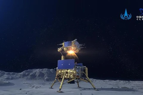 Tàu thăm dò Thường Nga 5 chuẩn bị rời khỏi bề mặt Mặt Trăng ngày 3/12/2020. (Ảnh: THX/TTXVN)
