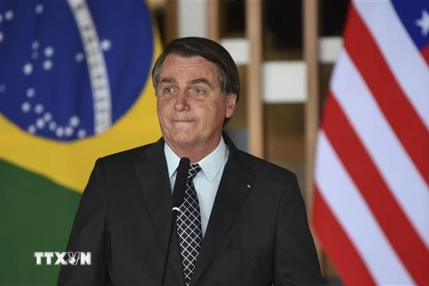 Ông Jair Bolsonaro lúc còn là Tổng thống Brazil tại một sự kiện ở Brasilia, ngày 20/10/2020. (Ảnh: AFP/TTXVN)