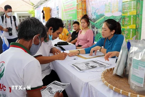 Hội chợ việc làm “Chúng tôi cần bạn” tại Kon Tum - một trong những hoạt động vì người khuyết tật trong khuôn khổ dự án Hòa nhập 2. (Ảnh: Cao Nguyên/TTXVN)