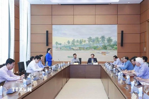 Đoàn đại biểu Quốc hội thành phố Hải Phòng và các tỉnh Lai Châu, Thừa Thiên Huế thảo luận ở tổ. (Ảnh: Doãn Tấn/TTXVN)
