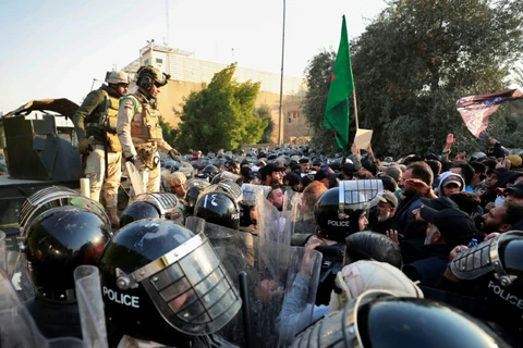 Người biểu tình tại Iraq phản đối vụ đốt kinh Koran. (Nguồn: Iraqi News)