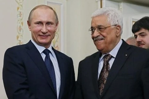 Tổng thống Nga Vladimir Putin và người đồng cấp Palestine Mahmoud Abbas. (Nguồn: The Times of Israel)