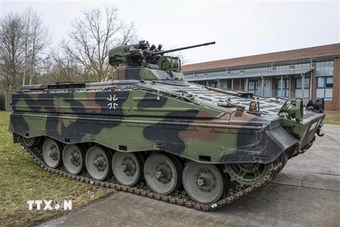 Xe chiến đấu bộ binh Marder tại trung tâm huấn luyện ở Munster, Đức. (Ảnh: AFP/TTXVN)