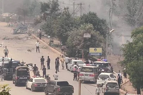 Hiện trường một vụ nổ tại thị trấn Lashio hồi tháng 4.(Nguồn: mizzima)