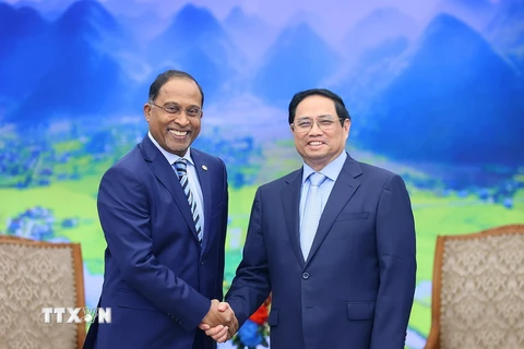 Thủ tướng Phạm Minh Chính tiếp Bộ trưởng Ngoại giao Malaysia Zambry Abdul Kadir. (Ảnh: Dương Giang/TTXVN)