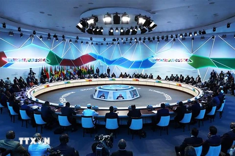 Toàn cảnh phiên họp toàn thể Hội nghị thượng đỉnh Nga - châu Phi ở thành phố St. Petersburg, ngày 28/7/2023. (Ảnh: AFP/TTXVN)