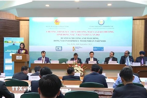 Bà Nguyễn Thị Hoàng, Phó Chủ tịch UBND tỉnh Đồng Nai phát biểu tại chương trình. (Ảnh Ngọc Thúy/TTXVN)