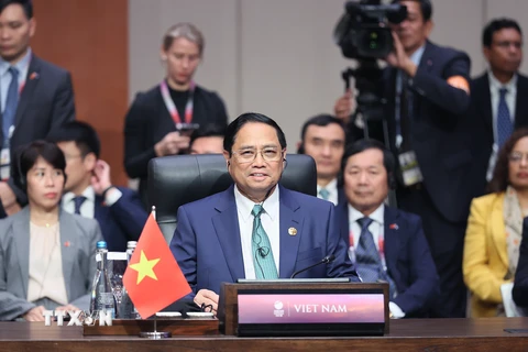 Thủ tướng Phạm Minh Chính phát biểu tại Hội nghị Cấp cao ASEAN-Hoa Kỳ lần thứ 11. (Ảnh: Dương Giang/TTXVN)