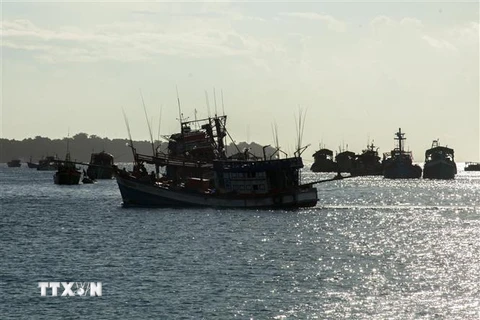 Tàu cá trên vùng biển quần đảo Thổ Châu, thành phố Phú Quốc, Kiên Giang. (Ảnh: Hồng Đạt/TTXVN)